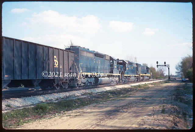 C&O Chesapeake & Ohio Coal Train Cantilever Signal Bridge Original Kodachrome