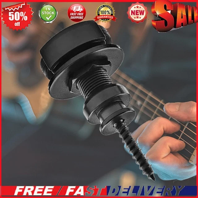 2 Pcs Guitar Strap Locks with Mounting Screws Security Strap Lock (Black)