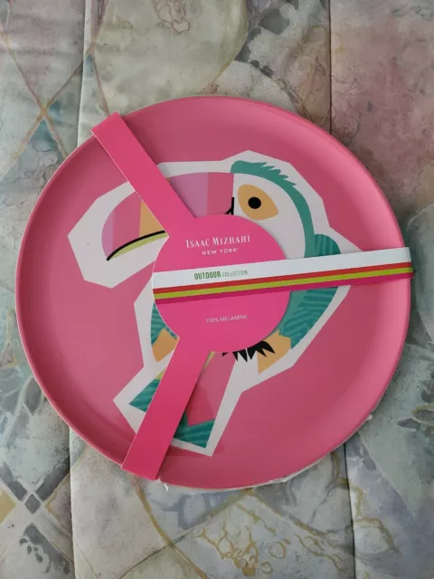 Isaac Mizrahi New York Melamine Tropical Bird Set 2 Platters Outdoor Dining 14"