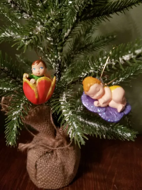 2016 Hallmark Mini Ornaments ~ PANSY AND TULIP ~  BABY FAIRY MESSENGERS