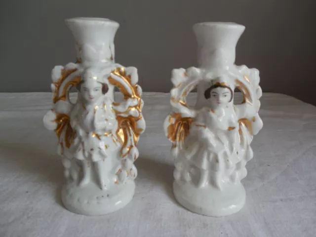 PAIRE DE BOUGEOIR EN PORCELAINE 19eme SIECLE Porcelaine de Paris