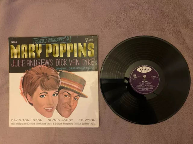 Walt Disney's Mary Poppins Original Cast Soundtrack 12" Vinyl LP Album 1964 Mono