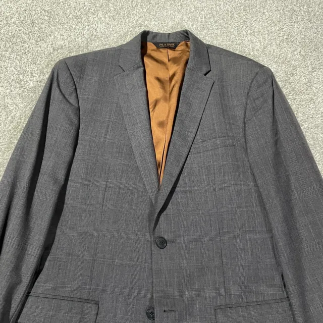 JOS A BANK Men's 100% Wool Sport Coat Blazer Gray Glen Plaid 40L Make ...