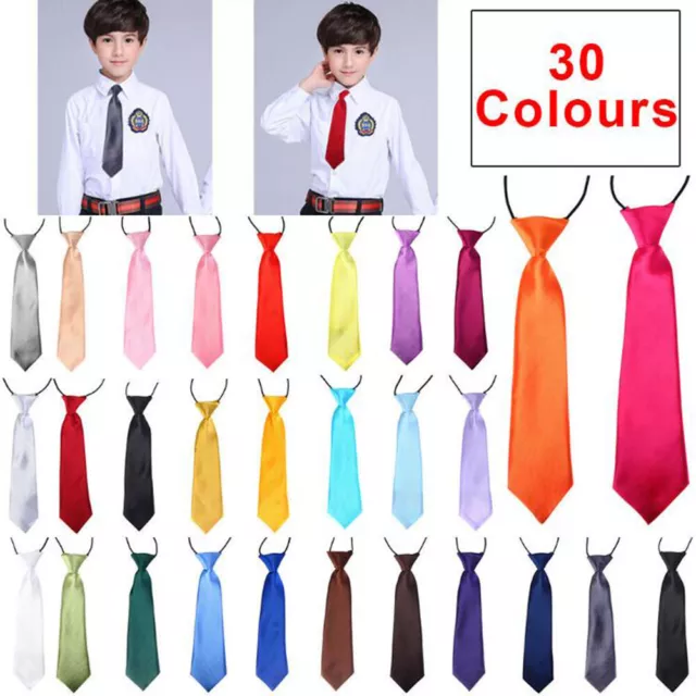 Bimbi Bambini Scuola Ragazzo Uniforme Cravatta Matrimonio Solido Colore Elasti -