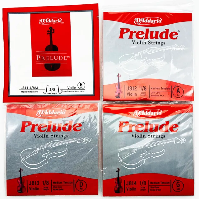 Daddario Prelude Violin 1/8 String Set J810 - Medium Tension - Free UK Shipping