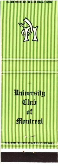 Montreal Quebec Canada University Club of Montreal Vintage Matchbook Cover