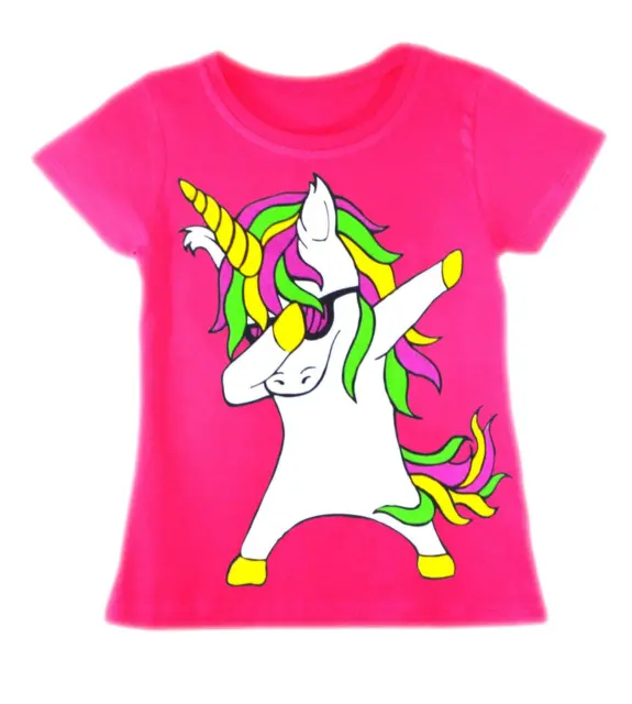 T-shirt e leggings unicorno per bambina maglia al neon abito estivo set dabbing 5-13 anni 5