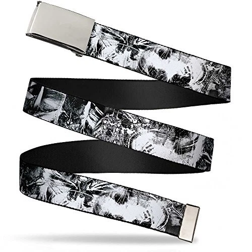 Buckle-Down Big Web Belt Batman Batman Poses and Bat Shield Sketch White/Blac...
