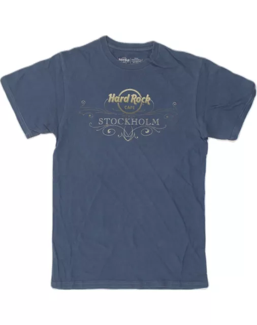 Hard Rock Cafe Herren Stockholm Grafik T-Shirt Oberteil klein blau Baumwolle AL12