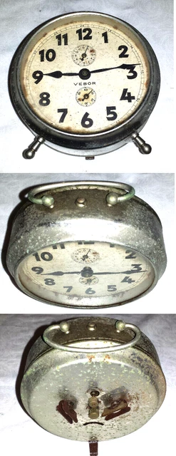 Vecchia Sveglia Grande Marca Vebor Non Funzionante Da Restauro O Ricambi