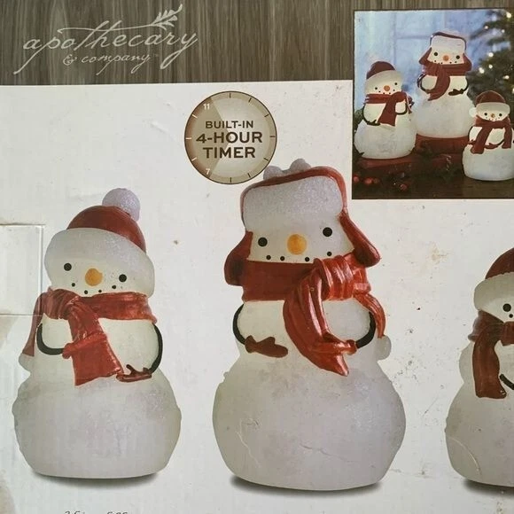 NUEVO Juego de 3 Piezas LED Hombre de Nieve Cera Inalámbrico Hombre de Nieves con Temporizador Incorporado Boticario
