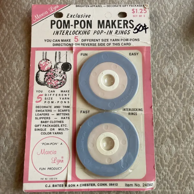 Vintage Pom-Pon Makers Marcia Lynn Pom Pon Makers 5 Diff Sizes NIP New Old Stock
