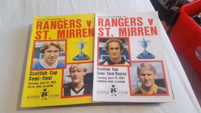 Glasgow Rangers v St Mirren Scottish Cup Semi Final + Replay Programme 1982/1983