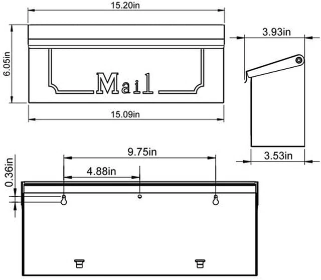 Gibraltar Mailboxes Townhouse Small Capacity Galvanized Steel Black, Wall-Mount 3
