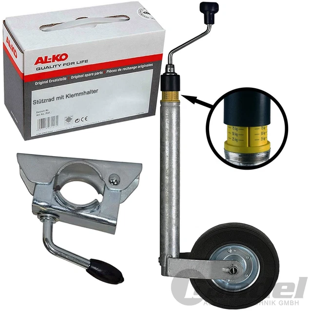 AL-KO / WINTERHOFF STÜTZRAD PKW ANHÄNGER 150kg ROHR-Ø 48 mm + KLEMMSCHELLE