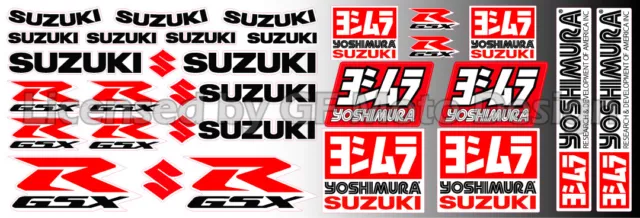 Suzuki GSXR Sticker Set Laminated Decals GSX-R 600 1000 Yoshimura 750 WHT /124