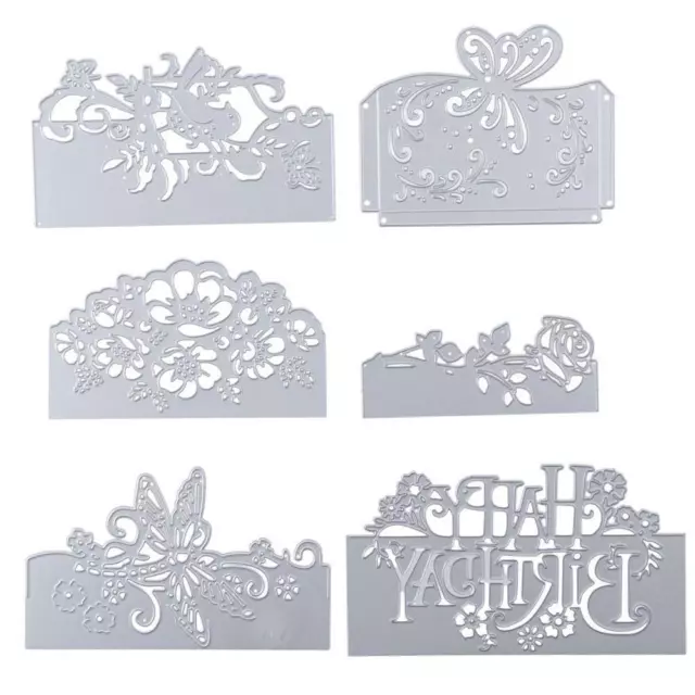 6pcs Sliver Assorted Flower Cut Dies Lace Bird Template  Lace Embossing