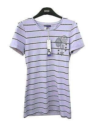 T-shirt viola a righe cotone età 14 gioiello spalle di Marks & Spencer