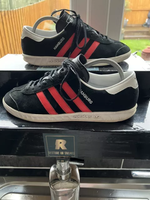 ADIDAS ORIGINALS HAMBURG 2020 Triple Black Size 11 Leather