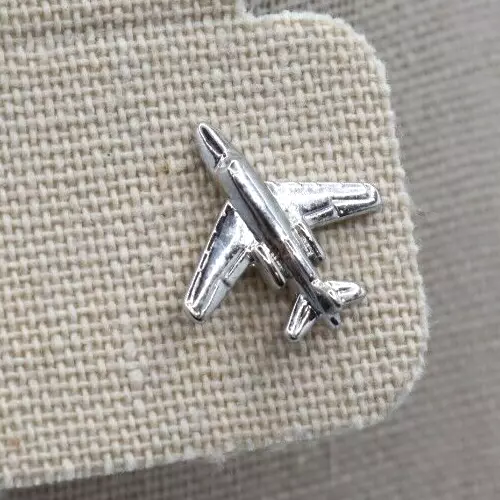 VTG Fighter Jet Plane Aircraft Aviation Silver Tone Lapel Pin Tie Tack