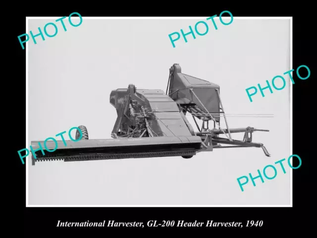 OLD 8x6 HISTORIC PHOTO OF INTERNATIONAL HARVESTER GL-200 HEADER HARVESTER c1940