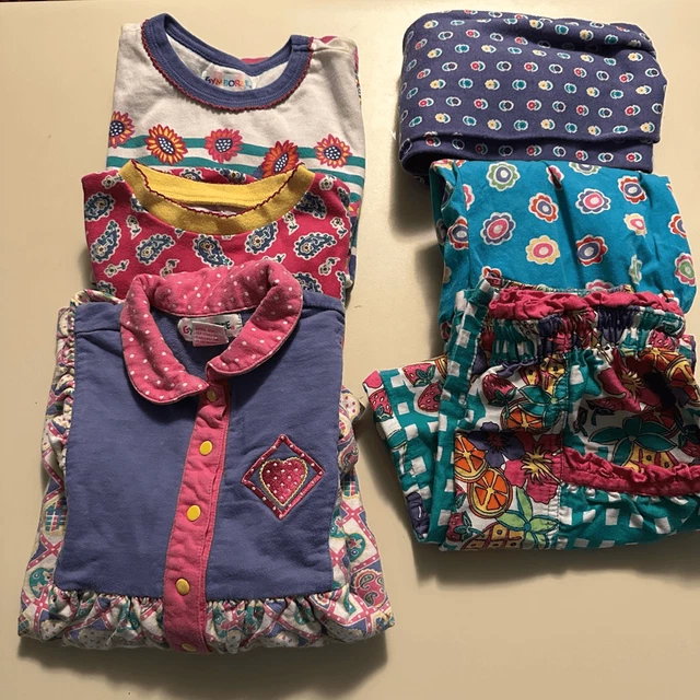 Vtg 90s Gymboree Girls Colorblock and Floral Tops Dress and Bottoms 3 sets M/L