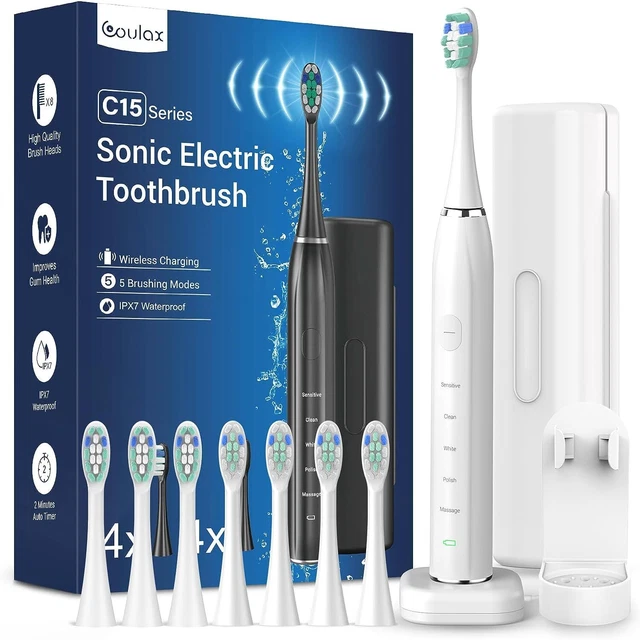 Cepillo De Dientes Eléctrico Base Recargas x8 Temporizador 5 Modos