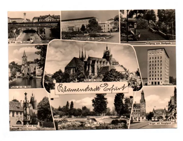 Ak Blumenstadt Erfurt Blick vom Stadtark Dom Bezirksstation der Deutschen Post