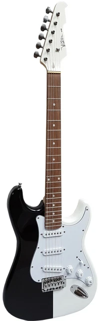 KNALLER FARBKOMBI ELEKTROGITARRE E GITARRE SCHWARZ WEIß WEIßER KOPF TREMOLO xxxx