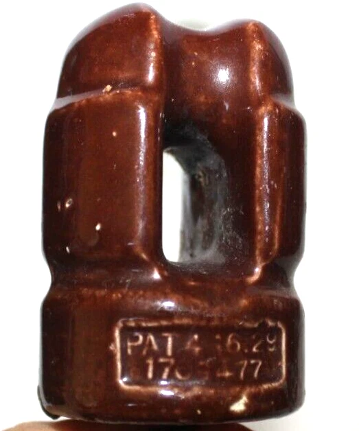 Vintage Glazed Brown Ceramic Porcelain Electric Power Line Insulator SR Co 4