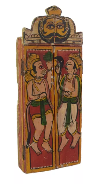 Tribal Rajasthani Folk Deity Religious Painting Rare Old Table Decor Art i71-786