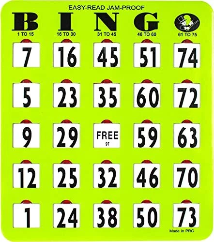 Jam-Proof Easy-Read Large Print Fingertip Bingo Cards with Sliding Windows -
