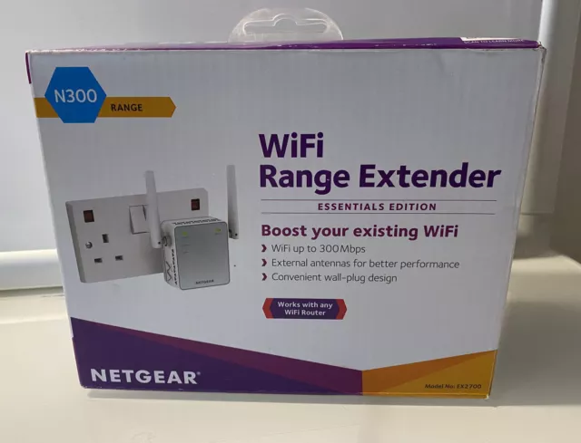 NETGEAR N300 WiFi Range Extender (EX2700) Booster Repeater - White