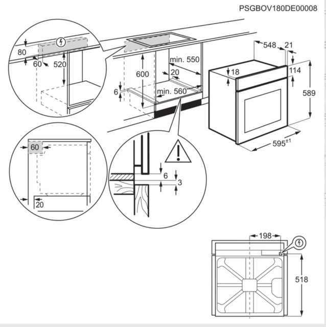 Electrolux KOFFP44TX Four Multifonctions 60X60 Inox 72L Pyrolyse 9FUNZIONI La + 3