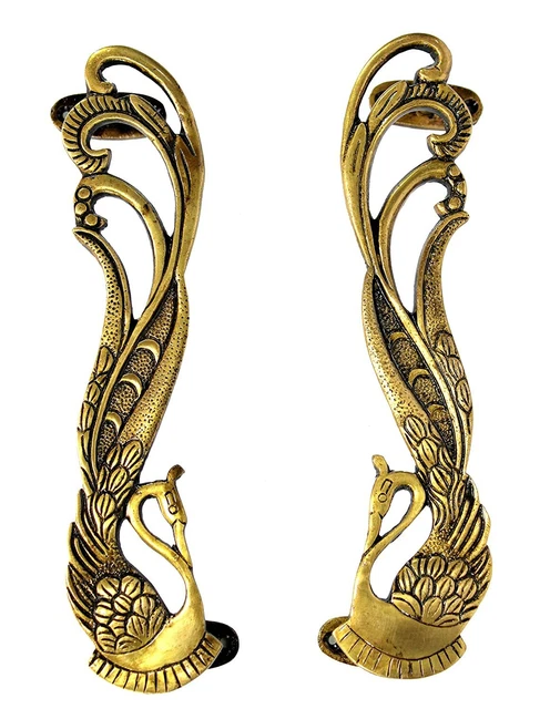 Designer Brass Door Handle Pair 2 Pcs Home Decor Peacock Shape