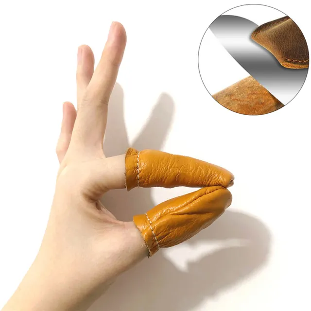 2 piezas de protectores/protectores para dedos de fieltro con aguja de cuero suave dedo índice pulgar dedo ZR
