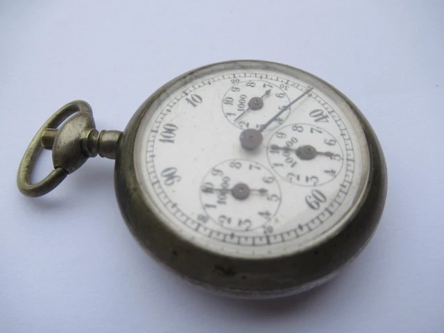Ancien écrin En Cuir, Soie Et Velours Pour Montre à Gousset 3 Cm