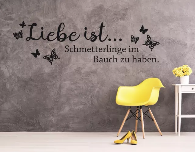 Wandtattoo Wohnzimmer Wandtatoo Spruch Liebe ist Schmetterlinge im Bauch  pkm76