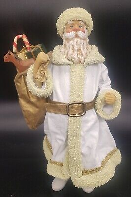 Vintage 1987 Clothtique White Old World Santa Standing Figurine 10 Inches Tall