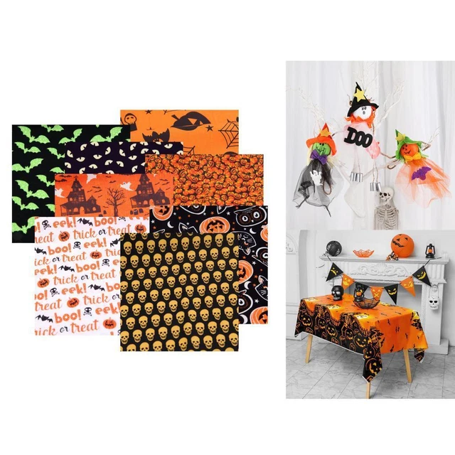 Lot De 60 Carrés De Tissu Polyester Halloween - 25,4x25,4 Cm - 30 Motifs Pour Couture, Patchwork - 6