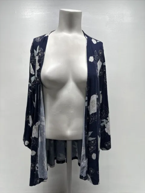 Torrid Super Soft Cardigan Drape Open Waterfall Front Blue Floral Plus Size 3X