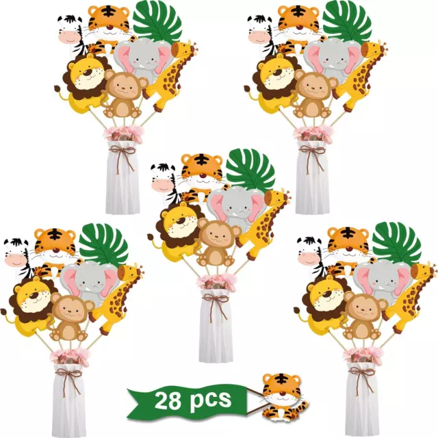 Jungle Animal Party Decorations - Centerpiece Sticks Animals Cutouts for Baby Sh