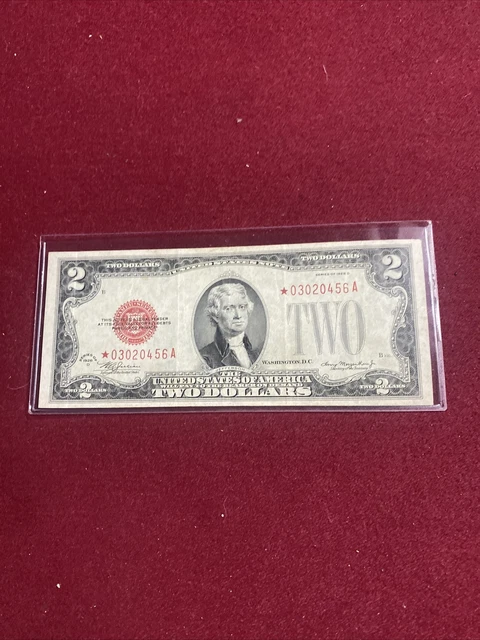1928d Circulated Two Dollar $2 Red Seal Star Note very rare