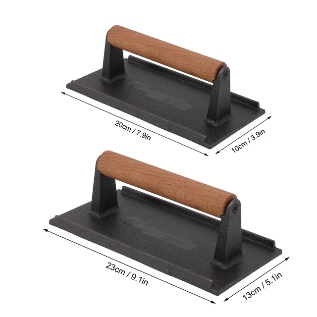 Grill Press Rectangular Bacon Meat Burger Press Cast Iron Grill Press BBQ Tool