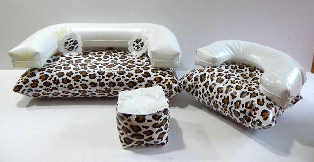 Vintage Blow Up Barbie Furniture Couch Chair Table 1970s Leopard Print Vintage Blow Up Barbie Furniture Couch Chair Table 1970s Leopard Print