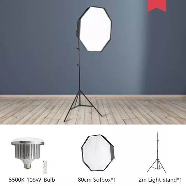 Studio Octagonal Dimmable LED Softbox Lighting Stand Photography Soft Box Kit