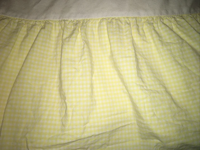 Falda de cama completa Pottery Barn Kids Gingham a cuadros amarillo blanco 13" cabaña
