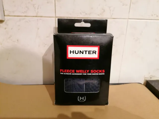 Hunter Original Tall Navy Fleece Welly Socks Size 3-5 Eu 36-38