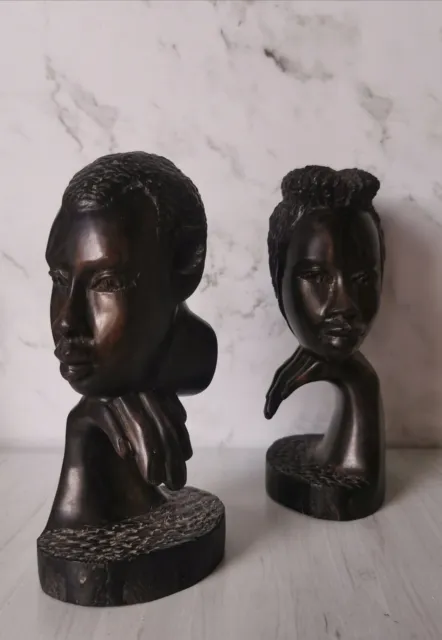 Statuettes Bois sculpté couple d'africains