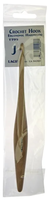 Paquete de 2 ganchos de ganchillo ergonómicos de madera dura Lacis 7" talla J10/6 mm TT95-J